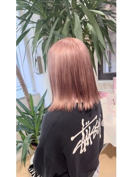 ヘアサロン アウラ(hair salon aura) ケアブリーチペールピンク淡めカラー