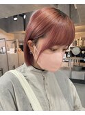髪質改善/ミネコラトリートメント/ミニボブ/ピンクベージュ