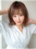 ミディアムウルフ/ひし形シルエット/ひし形ボブ/ワンカールボブ