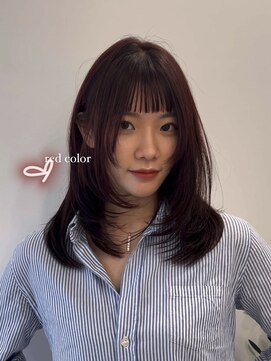 ビューブルー 亀戸錦糸町(VIEW BLUE) 美髪カールピンクブラウンエアリーロングセミディ似合わせ前髪