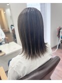 縮毛矯正+ハイライトアッシュグレイ