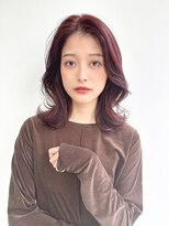 ケーツー エソラ池袋店(K-two) ミディアム×外はね*くびれヘア*顔周り*チェリーブラウンカラー