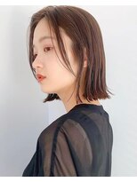 ラフ フロム ガーデン(Laf from GARDEN)&nbsp;外ハネボブ/前髪カット/縮毛矯正/暗めカラー/ミディアムヘア