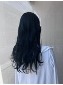 ブリーチなし ネイビーブラック 波まきウェーブ