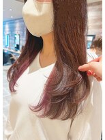 ラボヌールヘアー 札幌店(La Bonheur hair etoile) 【熊澤】顔まわりレイヤー/ピンクブラウンインナーカラー