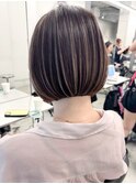 ハイライトバレイヤージュダブルカラーショートカット30代40代