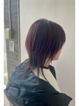 コレロ ヘアー(KORERO hair) 韓国風ミディアムレイヤー／ボルドーカラー