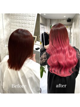 ニノ(nino) 【NINO】レッド/グラデーション/シールエクステ/艶髪