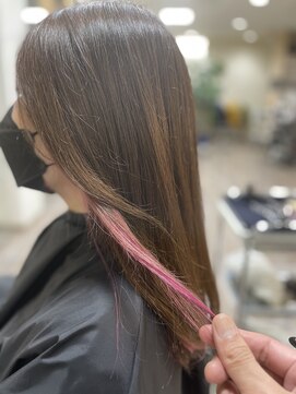 庵 ヘアー(hair) イヤリングカラー×ピンク（永井）