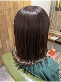 #ミディアムヘア#斜めバング#グレージュカラー