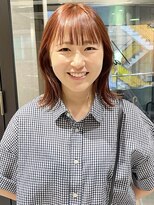 ラミエバイメルト 下北沢(lamie by melt)&nbsp;ぱっつん前髪くびれボブブリーチなし艶感オレンジブラウン/毛利