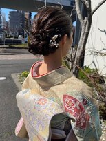 ナカオコアフュール(NAKAO COIFFURE) 編み込みシニヨン+パール×金箔　着物アレンジ