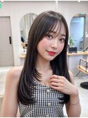 韓国風顔周り小顔レイヤーカット/黒髪地毛風カラー/池袋
