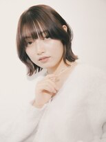 美容室ポール 西葛西店(PAUL)&nbsp;くびれボブ ピンクベージュカラー ぱつっとボブ 透明感カラー