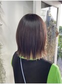 ワンレングス☆パツッと切りっぱなしボブ