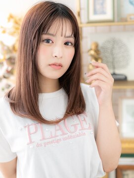 カバーヘア ブリス 上尾西口店(COVER HAIR bliss) 大人可愛いピンクべージュブリーチなしレイヤーカットc8上尾20代