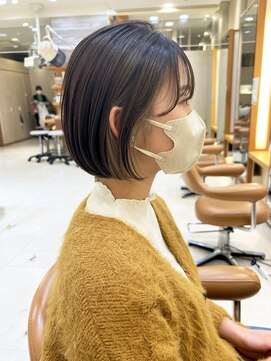 モリオ フロム ロンドン サッポロファクトリー店(morio FROM LONDON) 【morio】札幌ボブ ぱつっと耳掛けインナーカラーボブ