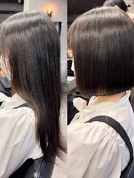 アイユー(ii+U) 丸みボブ　イメチェンカット　小顔カット　黒髪ボブ　大人可愛い