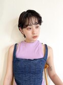 前髪パーマ/耳掛けショート/黒髪ショート