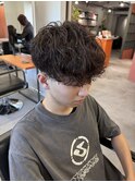 プードルパーマスパイラルパーマメンズマッシュツーブロック