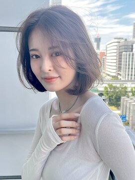 イヴォークトーキョーオーサカ(EVOKE TOKYO osaka) カット ボブ ワンカール 丸み 可愛い おしゃれ ベージュカラー