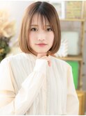 ツヤ髪くすみベージュ切りっぱなしボブディh3大宮20代30代40代