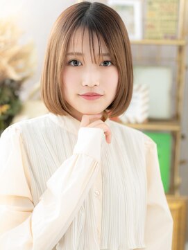 カバーヘア ブリス 大宮西口(COVER HAIR bliss) ツヤ髪くすみベージュ切りっぱなしボブディh3大宮20代30代40代