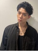 ブルーブラックスパイキーショート韓国マッシュスペインカール2