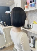 福山美容室caary 丸み切りっぱなしボブ内巻きストレート20代