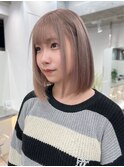渋谷ブリーチカラータッセルボブ顔周りレイヤー切りっぱなしボブ