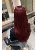 アース 新越谷店(HAIR&MAKE EARTH)&nbsp;チェリーレッドカラー×髪質改善ストレートロング　越谷/レイク