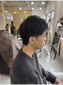 フェザーパーマセンターパートツーブロックセンター分け