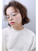 韓国風バング★切りっぱなしボブ　低温デジタルパーマ
