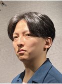 くせ毛ショート マッシュボブ センターパート ツーブロック