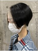 □デザインカラーレイヤーカットウエットヘアオリーブベージュ