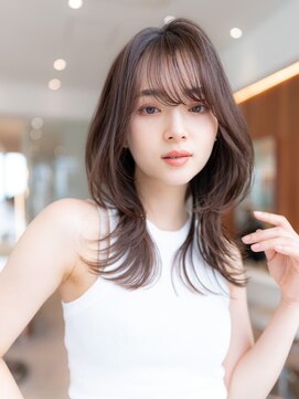 ハバナ 渋谷(HAVANA) 20代30代大人可愛い斜めバング/グレージュカラーレイヤーカット