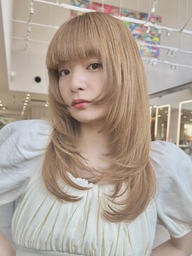 ミンクス渋谷スマートサロン(MINX shibuya smart salon) ロングレイヤーグレージュカラーデザインカラーシルキーベージュ