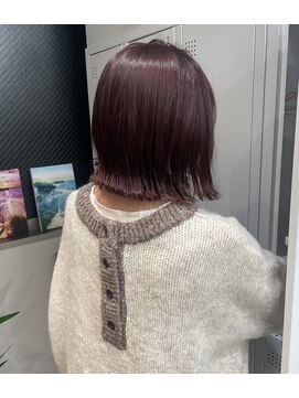 サンド 鹿児島中央(sand) @ayumi_sand  ボブ　ピンクカラー　ぷつっとボブ