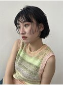首元スッキリショートボブ×シースルーバング