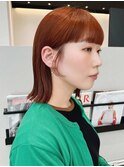 ワイドバング*前髪カット*オレンジブラウンカラー*ボブ*後れ毛