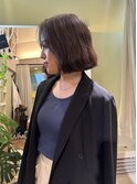 切りっぱなしボブ/透明感カラー/ベージュカラー/ブリーチなし