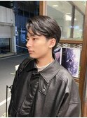 韓国オールバック風センターパート