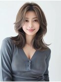 ☆ホワイトグレージュミニウルフデジタルパーマチェリーブラウン