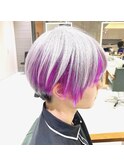 パープルカラーをインナーカラーにバイカラーツートンカラー