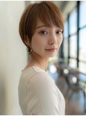 20代30代大人美人ショートボブ/小顔ショートヘア/マロンベージュ