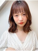 小顔効果★髪質改善オレンジ秋カラー大人可愛いボブレイヤー