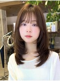 ミディアム20代30代大人可愛いひし形ふんわりレイヤー【平島】