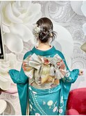 成人式当日のお支度　振袖　着物ヘア　カチモリ