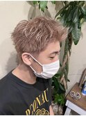 メンズスパイキーショート×ハイトーンベージュ