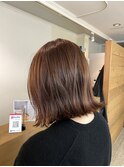 20代_30代_40代_小顔ヘア_切りっぱなしボブ_ピンクベージュ